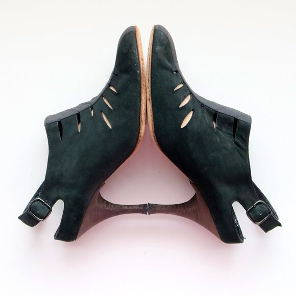 LD Tuttle Dark Green Suede Leather Slingback Heels Pumps Sandals Italian Shoes - Picture 12 of 16